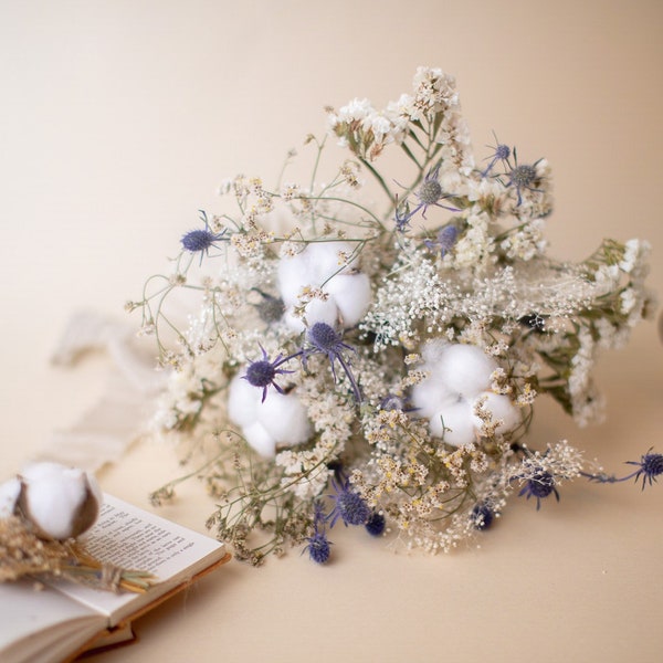 Preserved Cotton Scottish Thistle Bouquet / Darling Bridal Bouquet / Dried Flower Bouquet