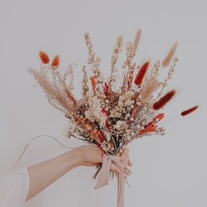 Wildflower bride bouquet burnt orange / festival meadow bouquet / bridal bouquet  cream / baby's breath bouquet preserved flowers