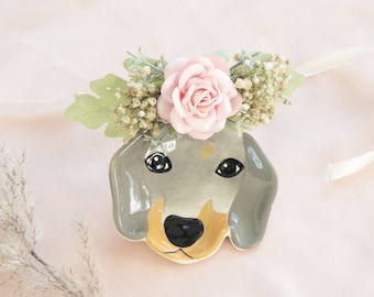 Collier de fleurs de chien rose, couronne de fleurs de chien, couronne de fleurs de chiot, collier de fleurs de chiot, couronne de fleurs