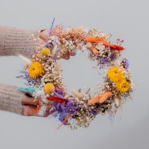 Hand-picked Wildflowers Bridal Crown / Gypsophila, Helichrysum & Other dried flowers crown / Colourful bridal crown / Wedding flower crown