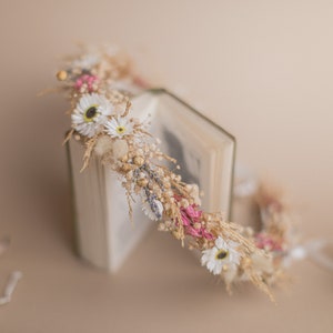 Pinks and Daisies Wildflower Bridal Wedding Crown Set / Boho Bride Wedding