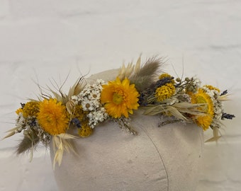 Lavender & Straw Flowers Wildflower Dried Flower Crown / Bridal Crown / Wedding Flower Crown