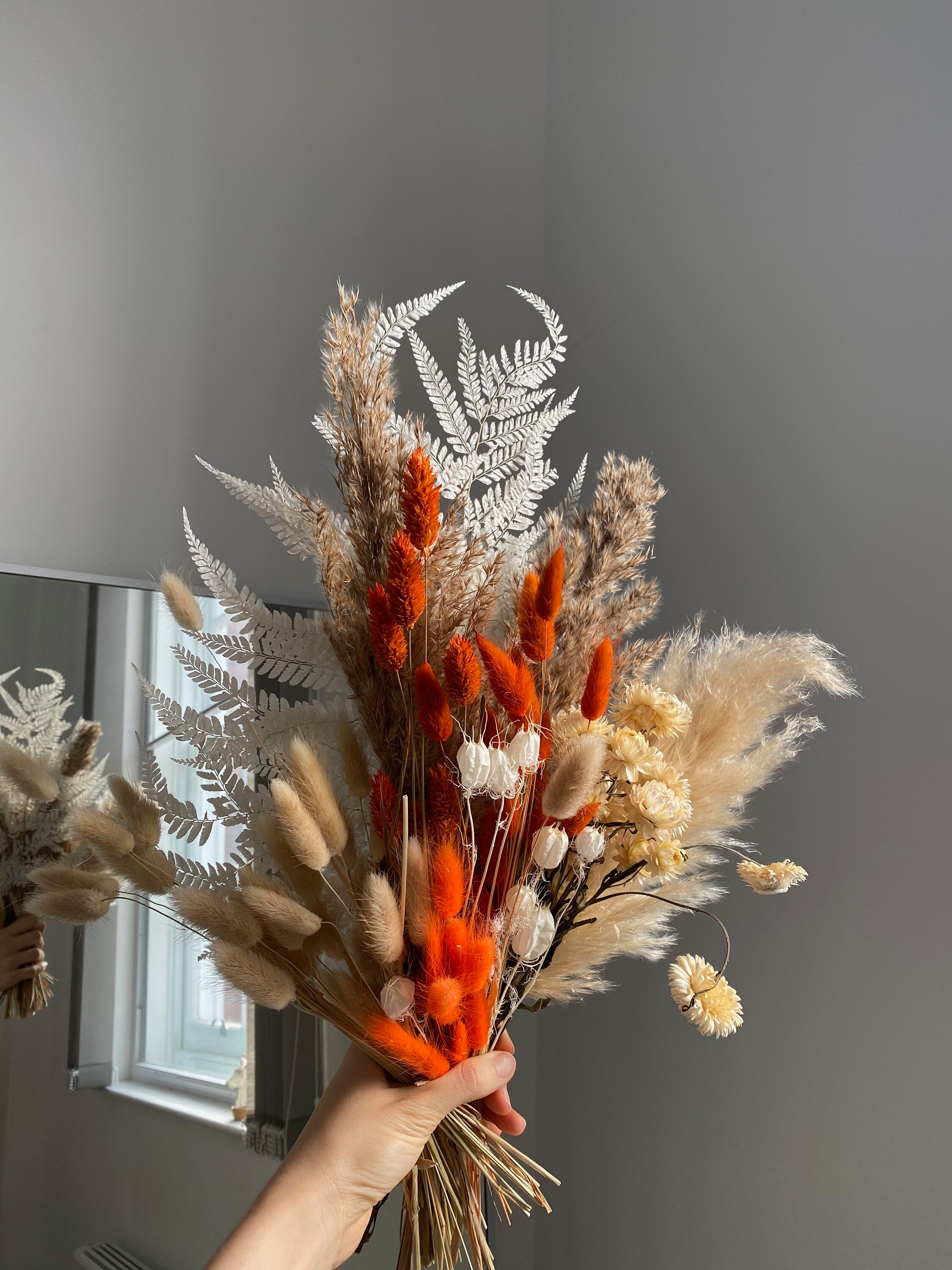 Burnt Orange Pampas and Prairie Bouquet / Pampas Grass Dried Etsy
