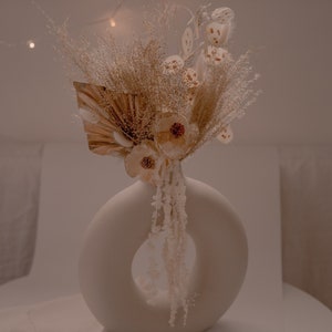 Gold baby's breath & gold palm spear wedding decoration centerpiece / sola anemone flower preserved amaranthus image 6