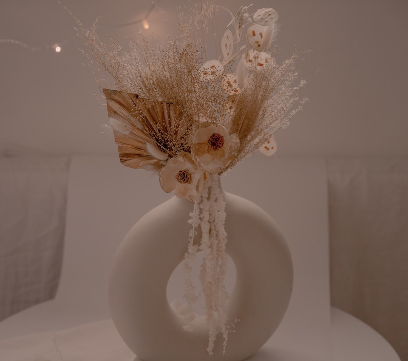 Gold baby's breath & gold palm spear wedding decoration centerpiece / sola anemone flower preserved amaranthus image 6