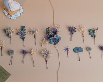 Scottish thistle & eucalyptus hair pins set, boho hair pins, wedding hair pins, flower pin set