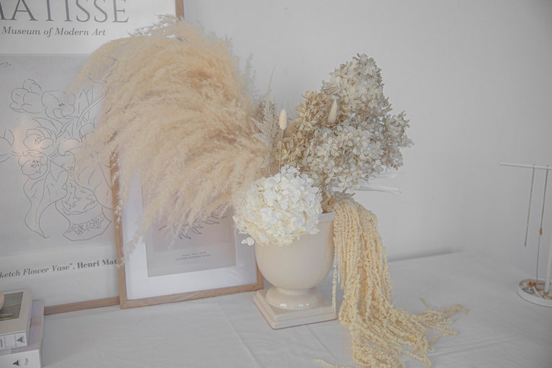 Preserved Hydrangea & Pampas Grass and Palm Spear Centerpiece Etsy