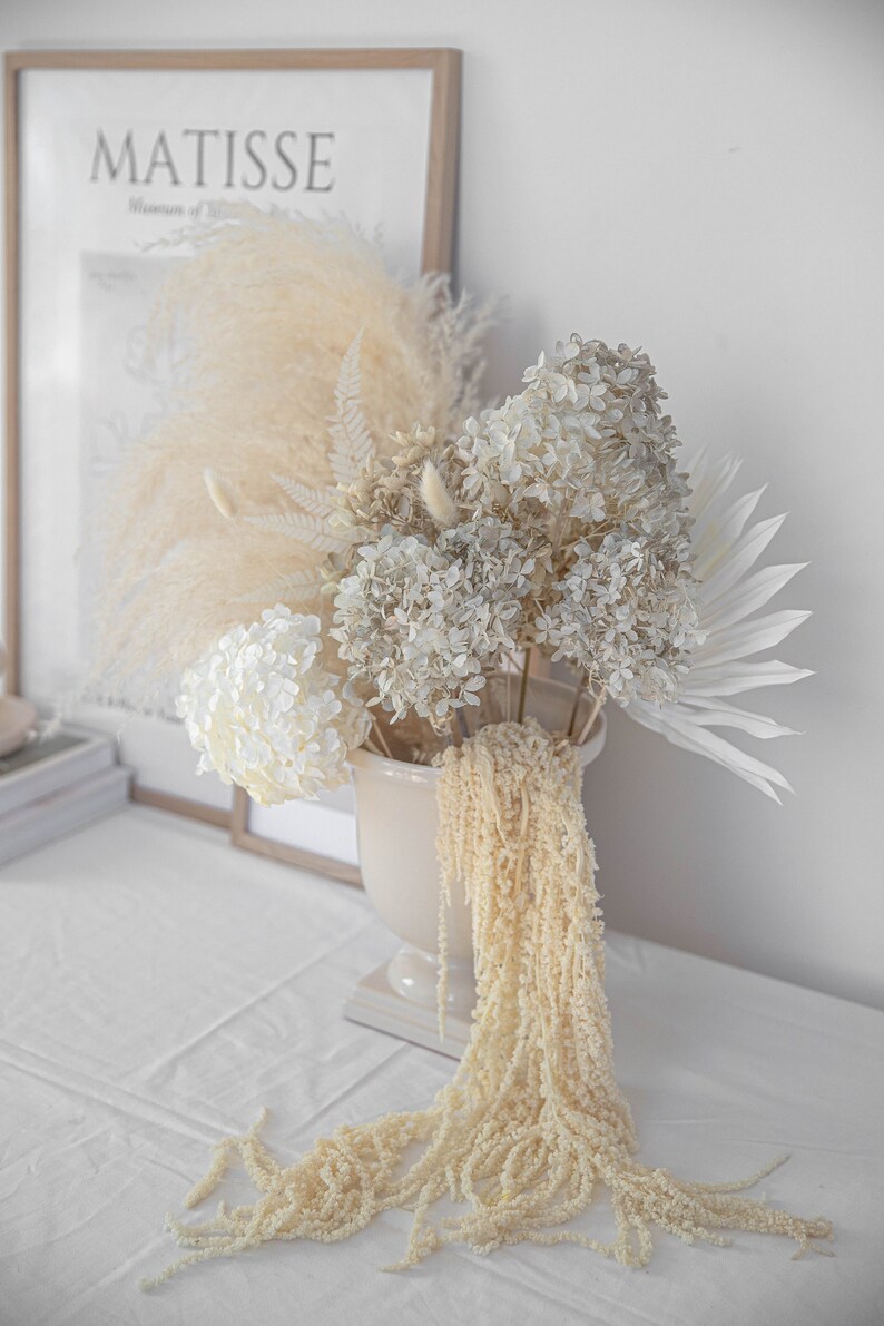 Preserved Hydrangea & Pampas Grass and Palm Spear Centerpiece Etsy