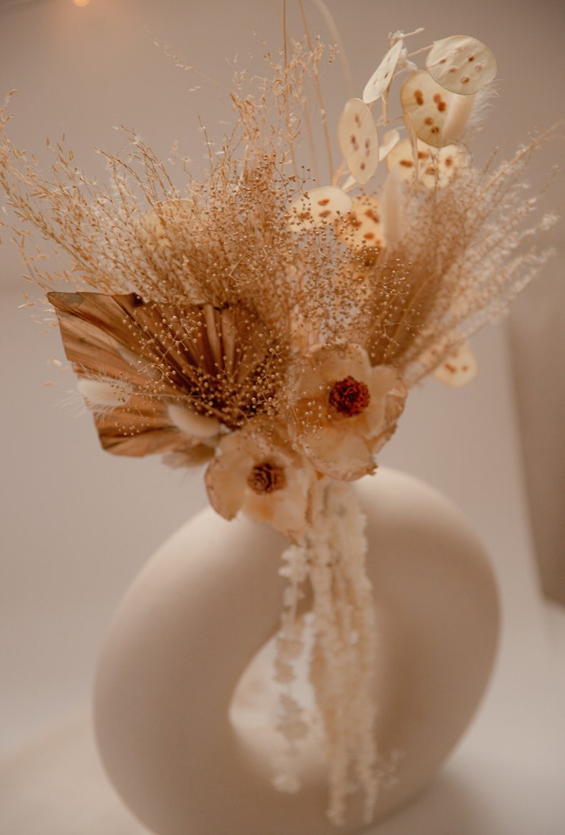 Gold baby's breath & gold palm spear wedding decoration centerpiece / sola anemone flower preserved amaranthus image 2