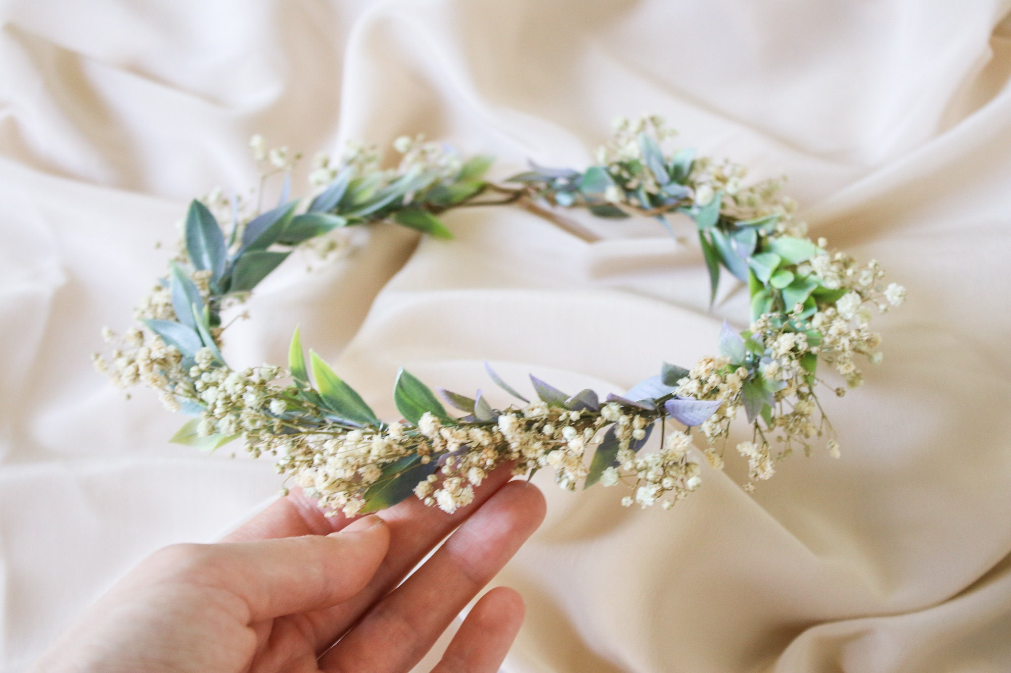 Hoop Wedding Head Wreath Halo Rustic Dried Flowers Preserved Floral