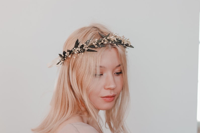 Real Dried Eucalyptus Baby's Breath Crown / Gypsophila