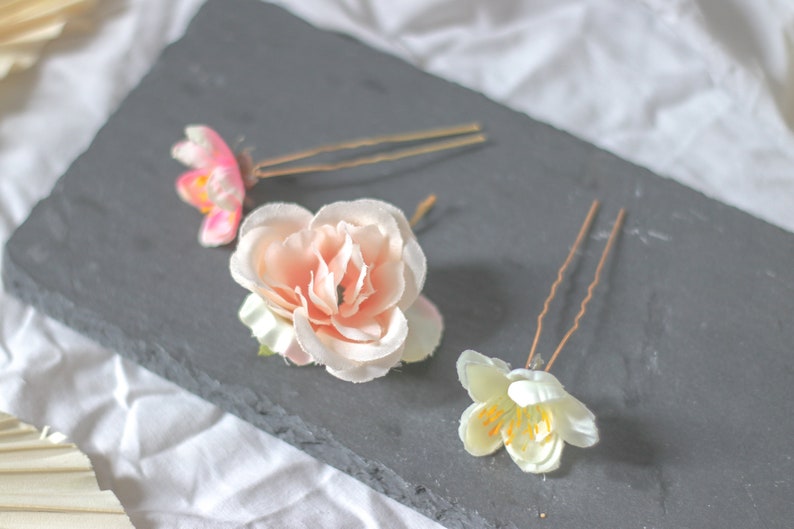 Pastel Flower Hair Pin Set Etsy