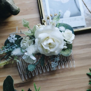 Dusty Green Bridal Comb, Vintage Weddings, Vintage Hair Comb, Rose Hair Comb, Dusty Green Flowers,