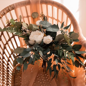 Boho greenery bouquet, artificial eucalyptus bouquet with dried gypsophila, bridal bouquet, wedding bouquet, woodland bouquet