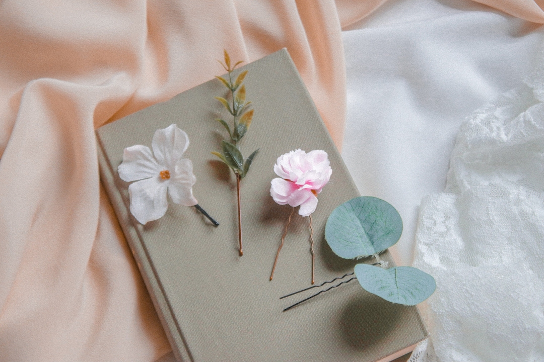 Floral Rustic Pin Rustic Flower Hair Pin Set 4 Piece, Eucalyptus Hair Pin Set, Boho ...
