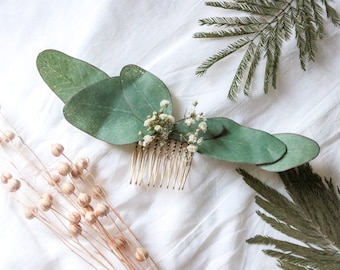 Eucalyptus babys breath bridal hair comb, boho bridal comb, eucalyptus comb, flower hair comb, bridesmaid comb, bridal flower comb