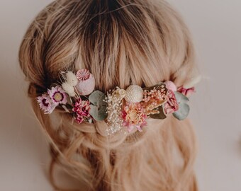 Fragrant eucalyptus & dried pink roses 15 piece hair pins  set, boho hair pins, wedding hair pins, flower pin set