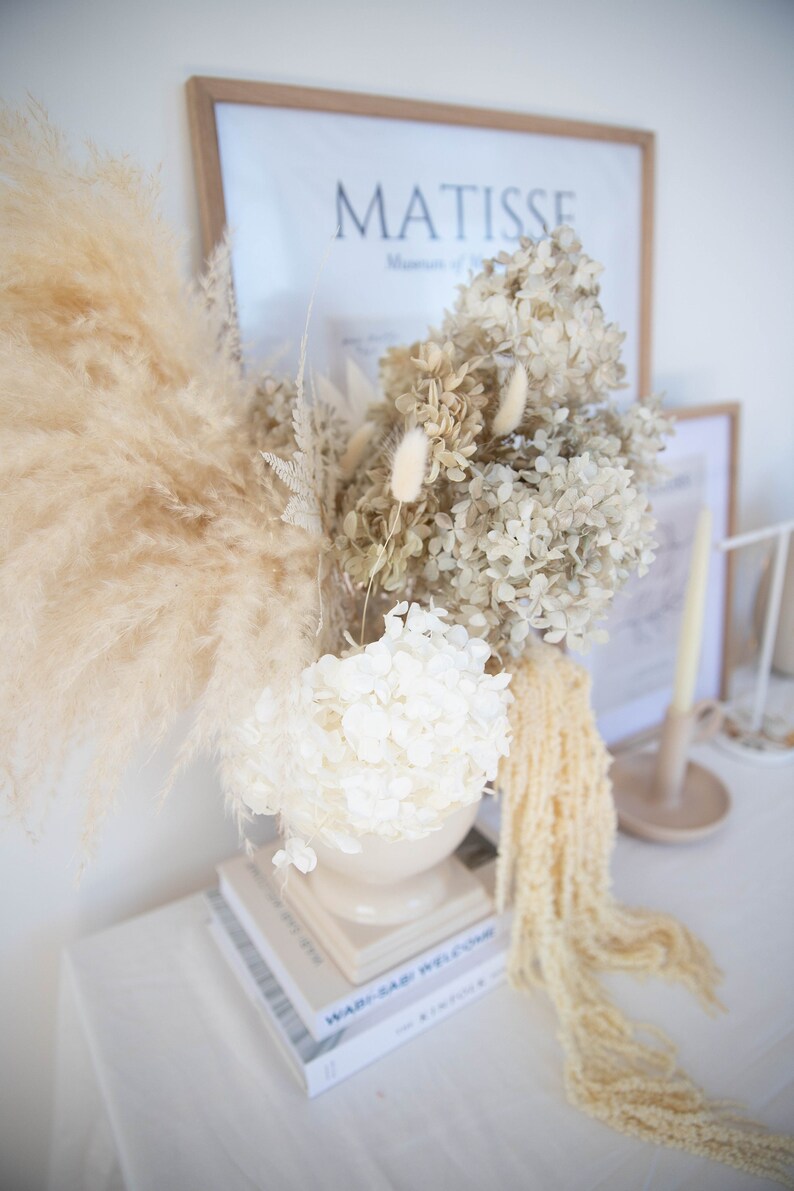Preserved Hydrangea & Pampas Grass and Palm Spear Centerpiece Etsy