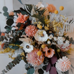 Dried eucalyptus & real touch dahlia wildflower boho bouquet / artificial white anemone spring bouquet image 7