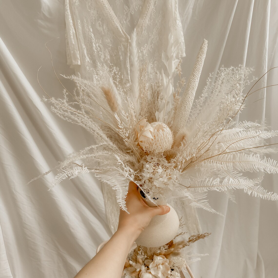 Getrocknete alle weißen Banksia Boho BrautStrauß / konserviert | Etsy