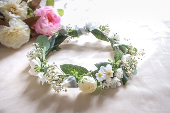 Souffle Seche De Bebe Marguerite De Soie Et Couronne De Etsy