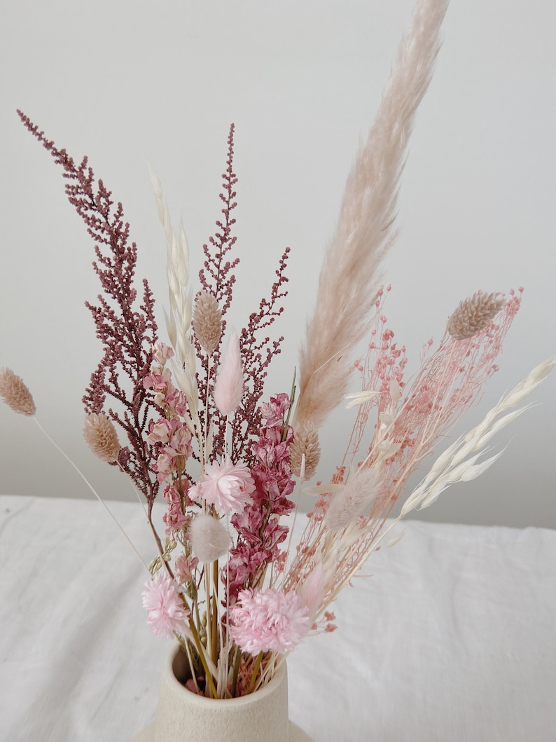 Blush pampas grass decoration arrangment / real dried flowers home decor / floral vase arrangment minimal decor image 5