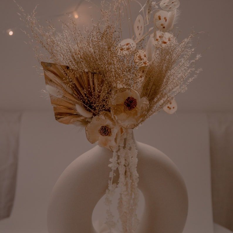 Gold baby's breath & gold palm spear wedding decoration centerpiece / sola anemone flower preserved amaranthus image 7