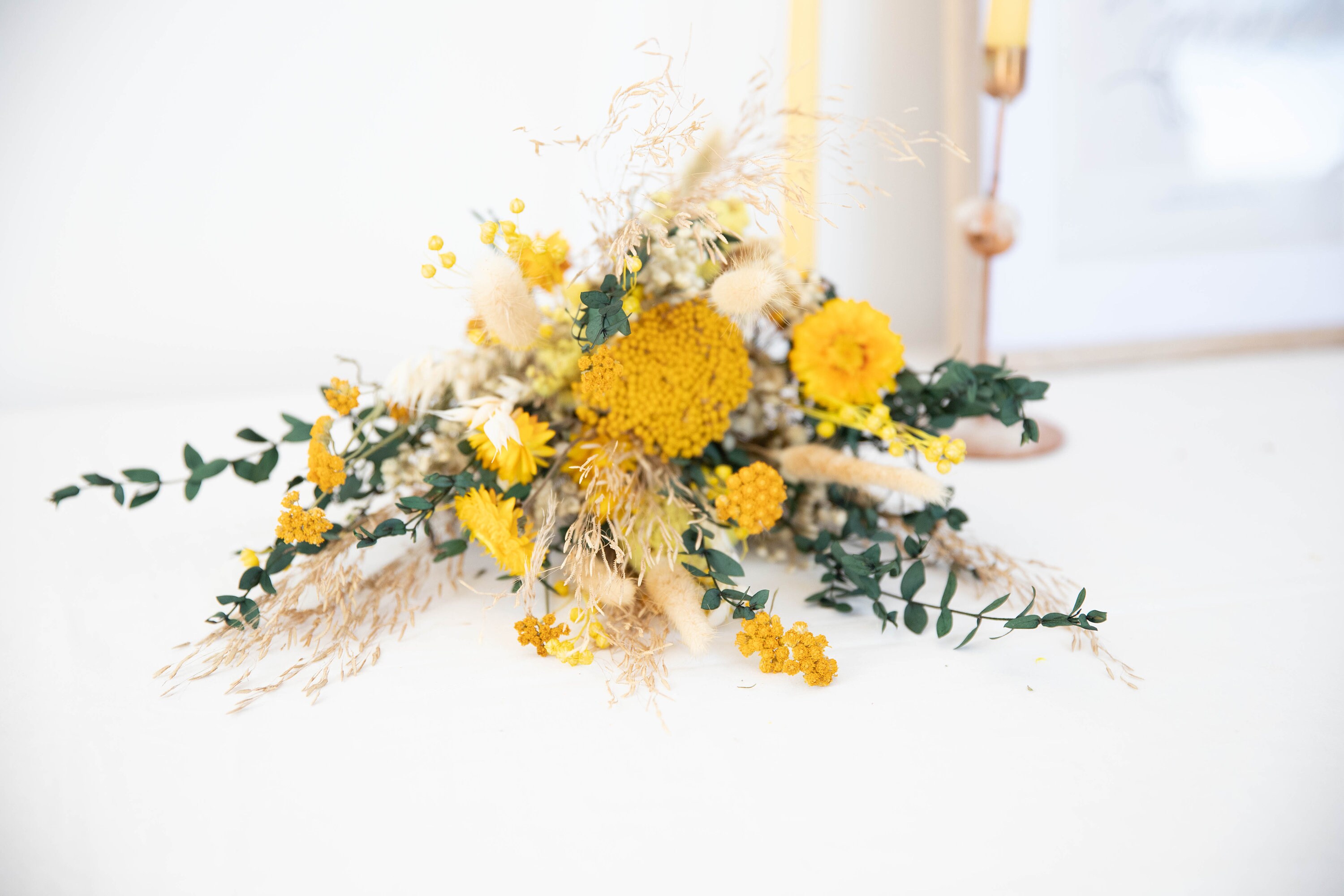 Yarrow and Eucalyptus Bridal Bouquet Yellow / Billy Balls | Etsy