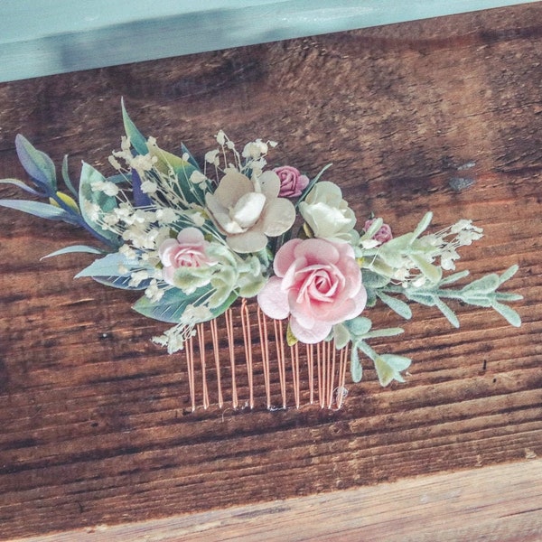Peine de flores vintage - peine de novia pastel de boda - despedida de soltera - gallina de boda - regalo de dama de honor - graduación