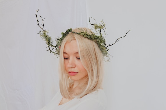 Elven Queen Woodland Crown Artificial Green Ivy Bridal Crown | Etsy