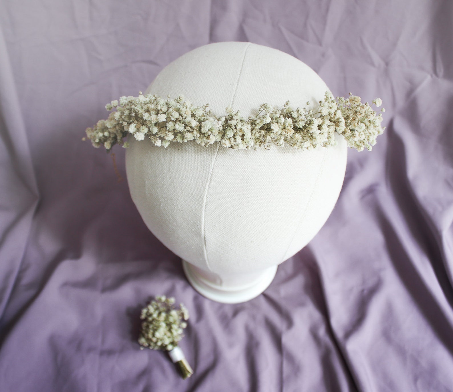 Baby's Breath Veil Crown Boho White Wedding Crown Rustic Etsy