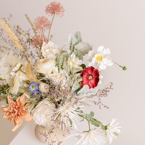 Artificial wildflower spring bridal bouquet & golden meadow grass wedding bouquet boho bride image 5