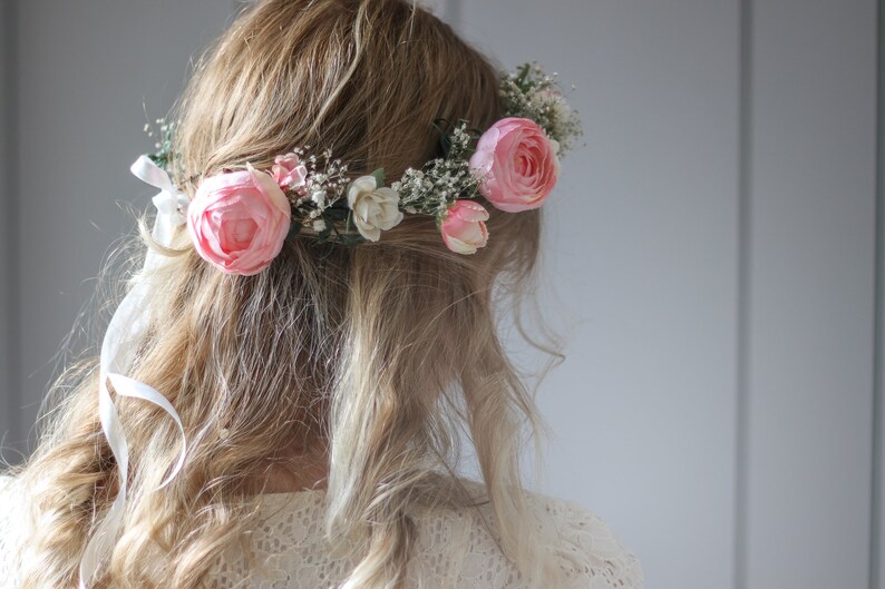 Blush Pink Peony And Little Baby S Breath Bridal Flower Crown With Silk Roses Wreaths Tiaras Weddings Valresa Com