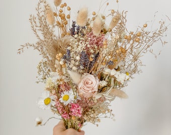 Wildflower bride bouquet pinks and daisies / festival meadow bouquet