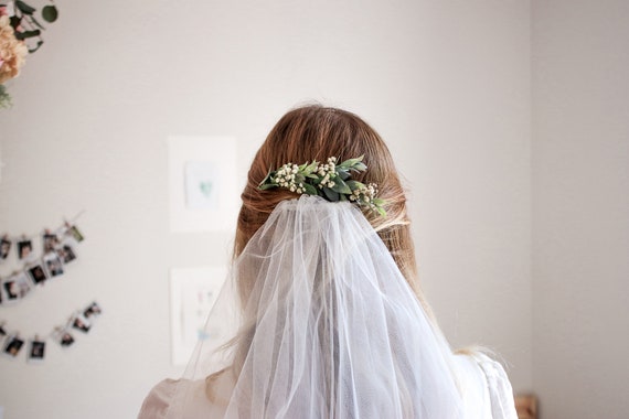 Boho Ruscus Baby S Breath Bridal Hair Comb Flower Hair Etsy