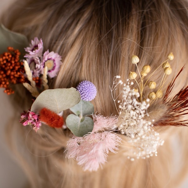 Naturally dried eucalyptus & daisies, billy balls 15piece hair pins  set, boho hair pins, wedding hair pins, flower pin set