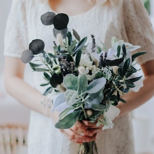 Anemone flower greenery wedding bouquet / greek theme olive branch bouquet / dried lavenders, eucalyptus