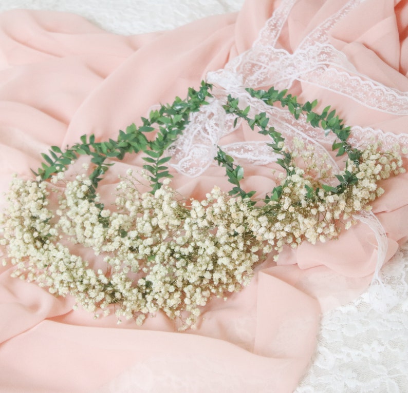 Gypsohila baby's Breath Dried Flower Crown Bridal - Etsy UK