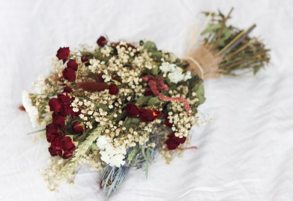 Mini Dried Rose Bouquet Red | Dried Flower Wedding Bouquet | Dried Flower Bridal Bouquet