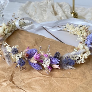 Lilac wildflower bridal wedding crown / boho bride wedding flower headband / flower wreath