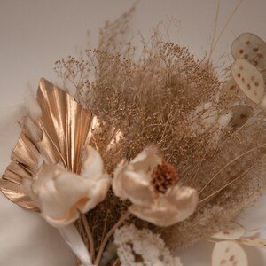 Gold baby's breath & gold palm spear wedding decoration centerpiece / sola anemone flower preserved amaranthus image 5