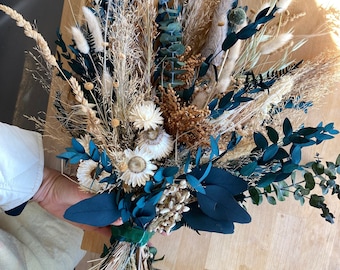 Dunkelblauer Eukalyptus & Pampasgras Boho Brautstrauß / Pampasgras getrocknete Gräser Bouquet / Trockenblumen Bouquet / Boho Brautstrauß