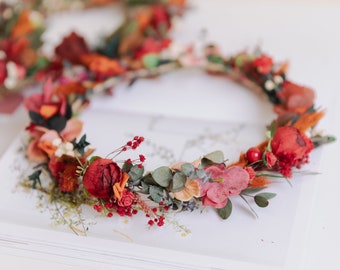 Wilde bloemen Terracota Boho Flower Crown / Boho Headpiece / Festival Crown / Bridal Crown