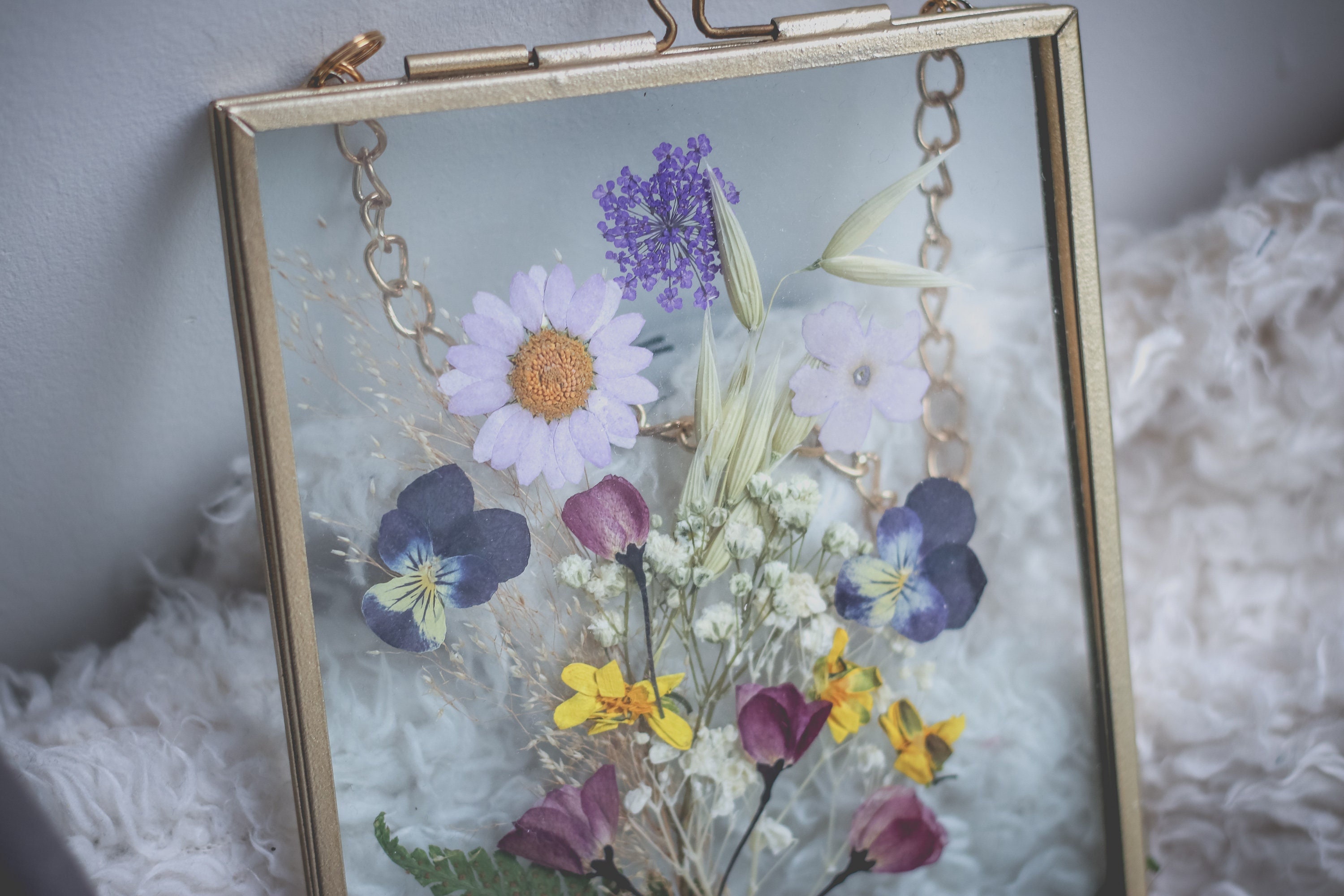 Vintage Pressed Flower Glass Frame Vintage Pressed Flowers Etsy UK