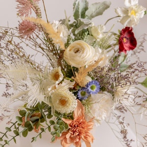 Artificial wildflower spring bridal bouquet & golden meadow grass wedding bouquet boho bride image 4