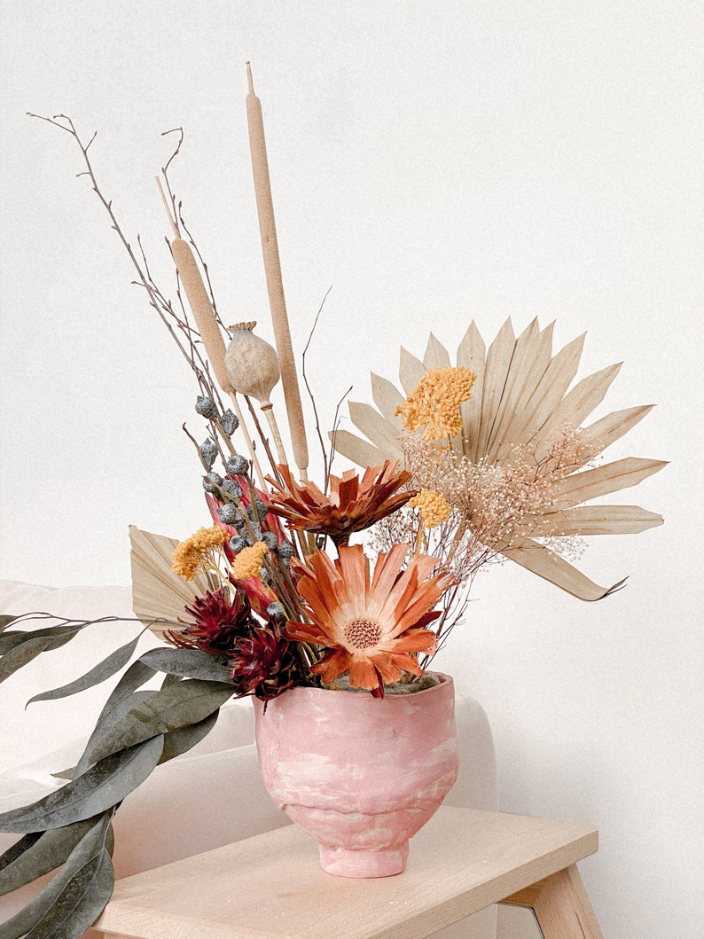 80's Dried Eucalyptus Vintage Vase Arrangement / Dried Etsy