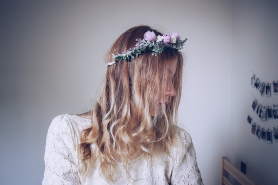 Dried Lavender Flower Girl Crown Bridal Ivy Crown Lavender And Dusty Herbs Crown Wedding Crown Bridal Crown Purple Crown Fairy Crown