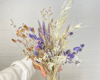 Lilac wildflowers small table decoration centrepiece  / rustic sweetheart table decoration with scottish thistle