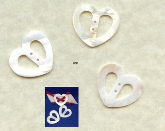 Kelmscott Designs ~ Mother Of Pearl Heart Buckles ~ Package Of Three