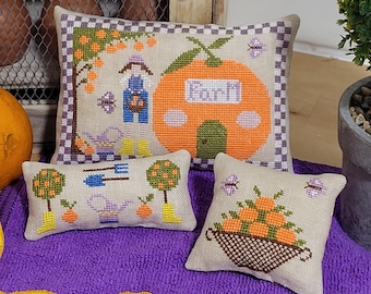 The Spanish Stitcher - The Orange House - Checkboard House Series #3 - Original design by Trelly